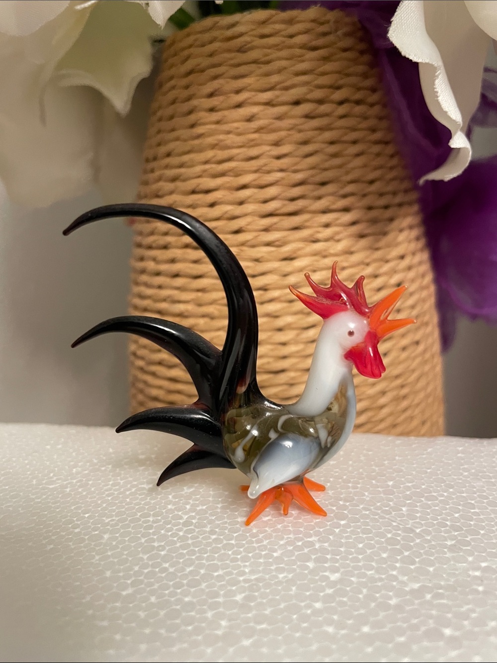 Miniature Handcrafted ROOSTER Blown Glass Art Glass Figurine Excellent Condition